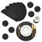 Juvale Round Vegan Leather Table Placemats & Coasters - Waterproof & Heat-Resistant Dining Table Decor - Easy Wipe-Clean Kitchen Decor - Durable Everyday Placemats - Black, 13.4", Set of 6
